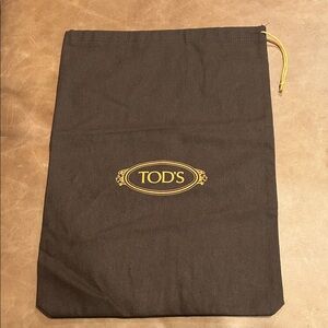 Tod's Small Luxury Dark Brown Cotton Dust Bag W/Gold Drawstring / Used Once